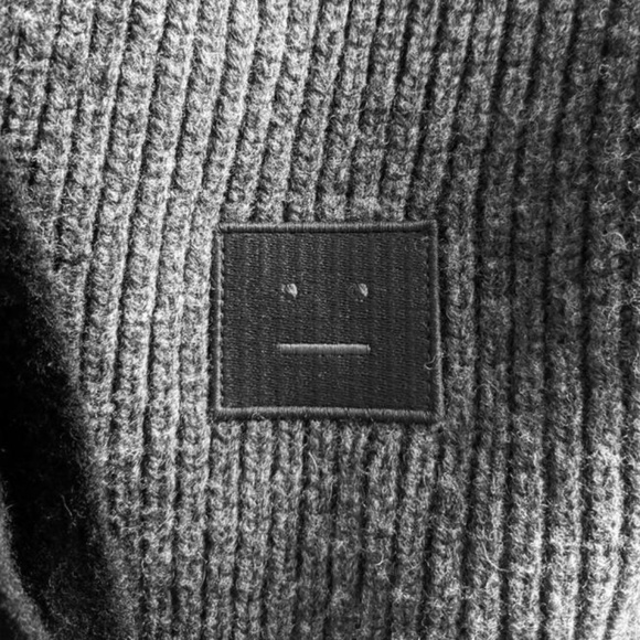 Acne Studios Bansy N Face  wool Scarf  Charcoal OS - Picture 3 of 5